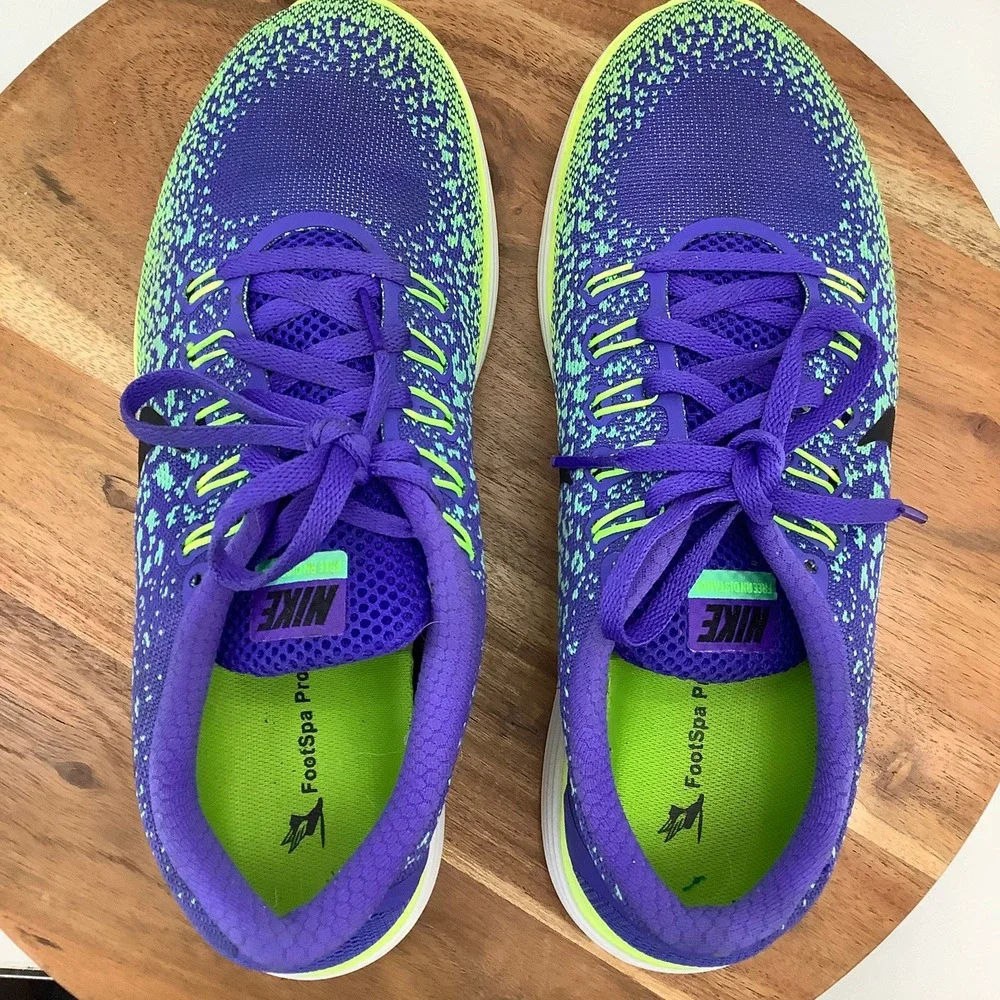 Nike Running Shoes Lightweight Athletic Sneakers Purple Green US 8.5